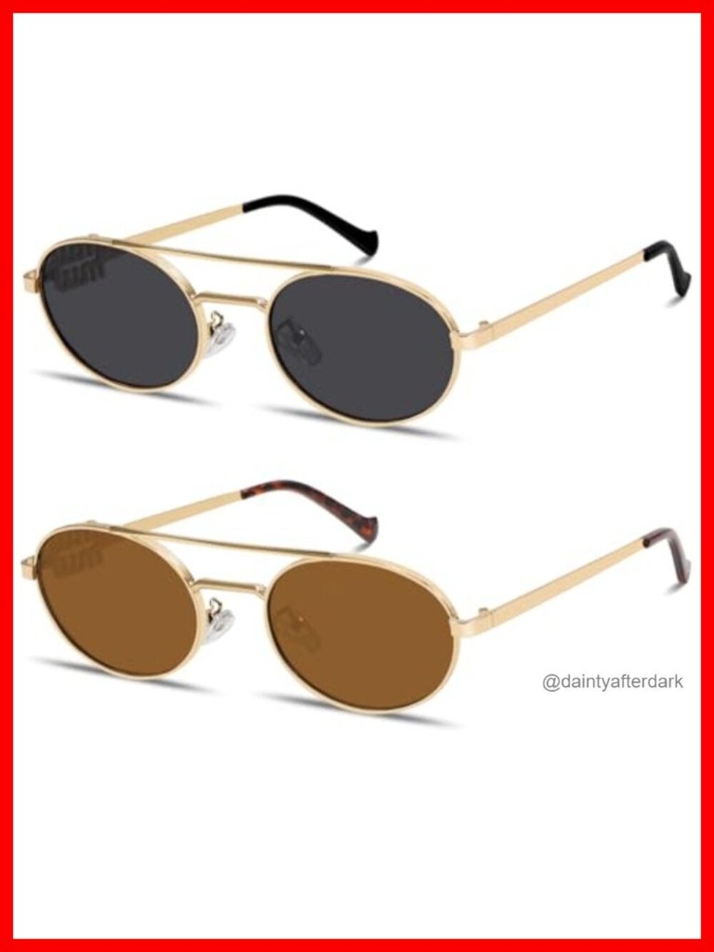 Retro Gold Metal Oval 90s Sunglasses Chic UV400 Sunnies